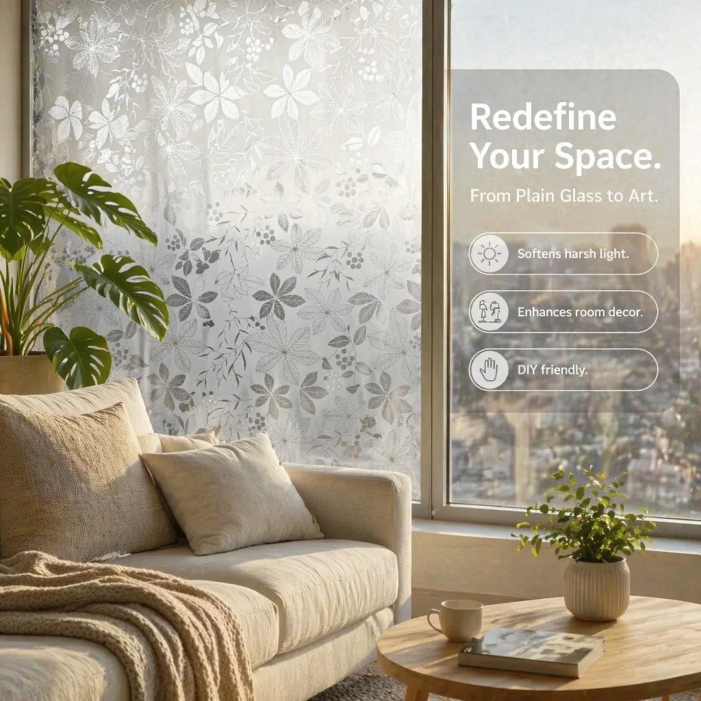 Watercolor Purple Floral Self- - огляд і ціна Window Insulation Film